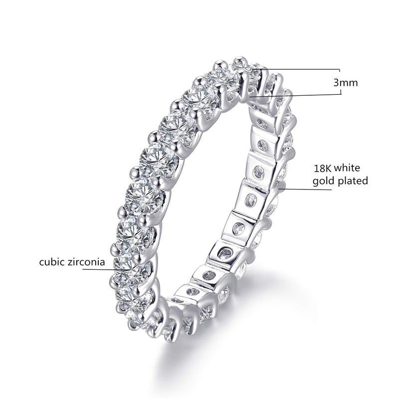 Gemsme 18K Gold Plated Cubic Zirconia Rings 3.0mm Eternity Bands Stackable Rings for Womenï¼ˆ9ï¼‰ - Image 5